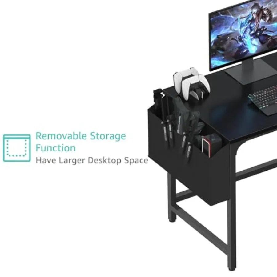 40 Inch Desk with Fabric Drawers for Small Spaces