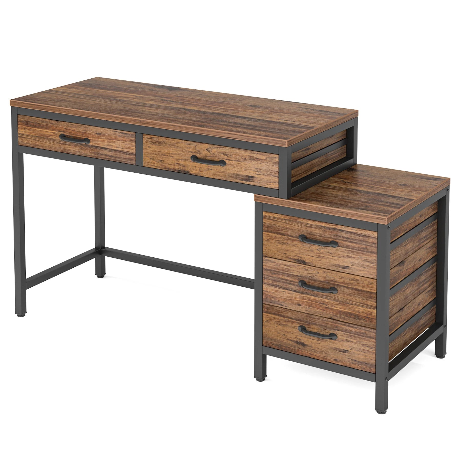 59 Inch Desk with Three Reversible Drawers