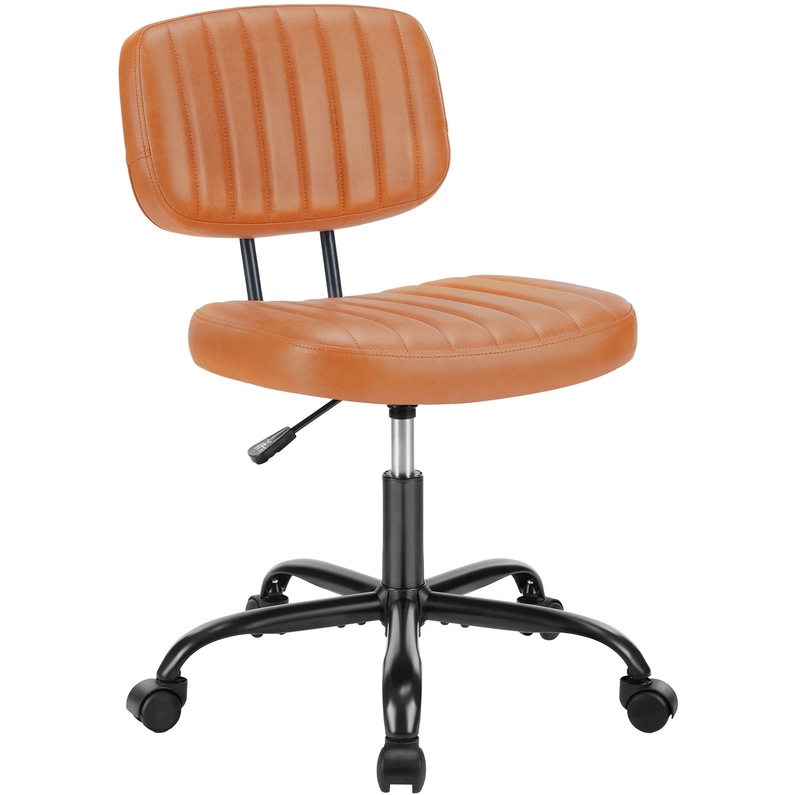 Armless Leather Office Chair with Swivel Base