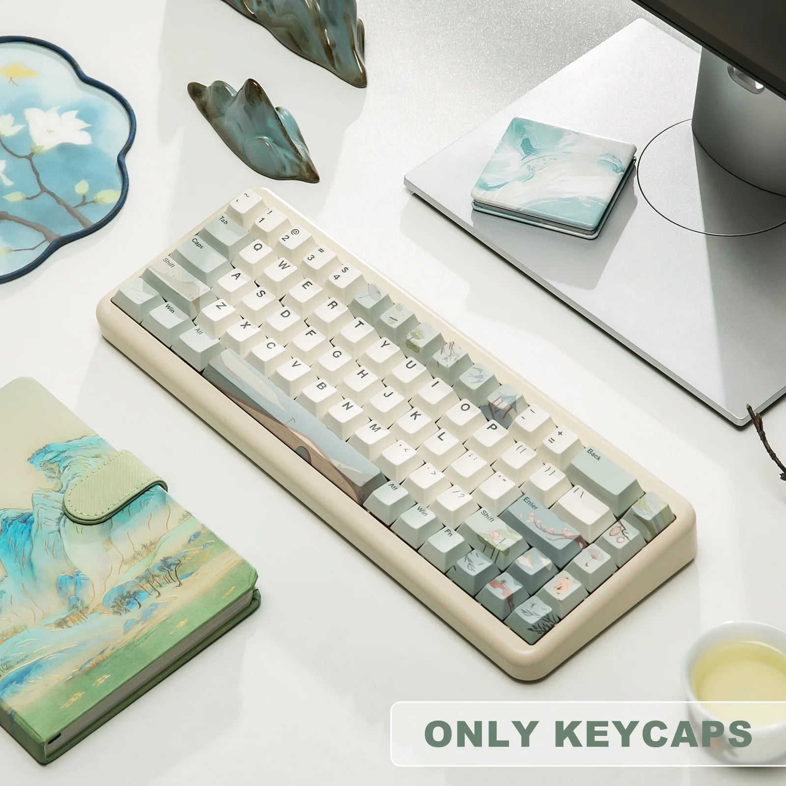 Spring Tea Keycap Set, 145 Keys with Puller