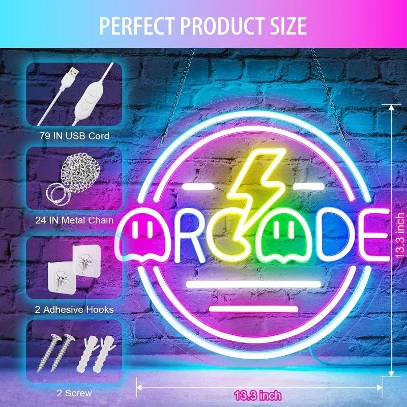 Square Game Neon Sign, 33.7 cm