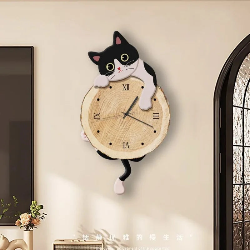 Cartoon Cat Wall Clock, 29 x 51 cm