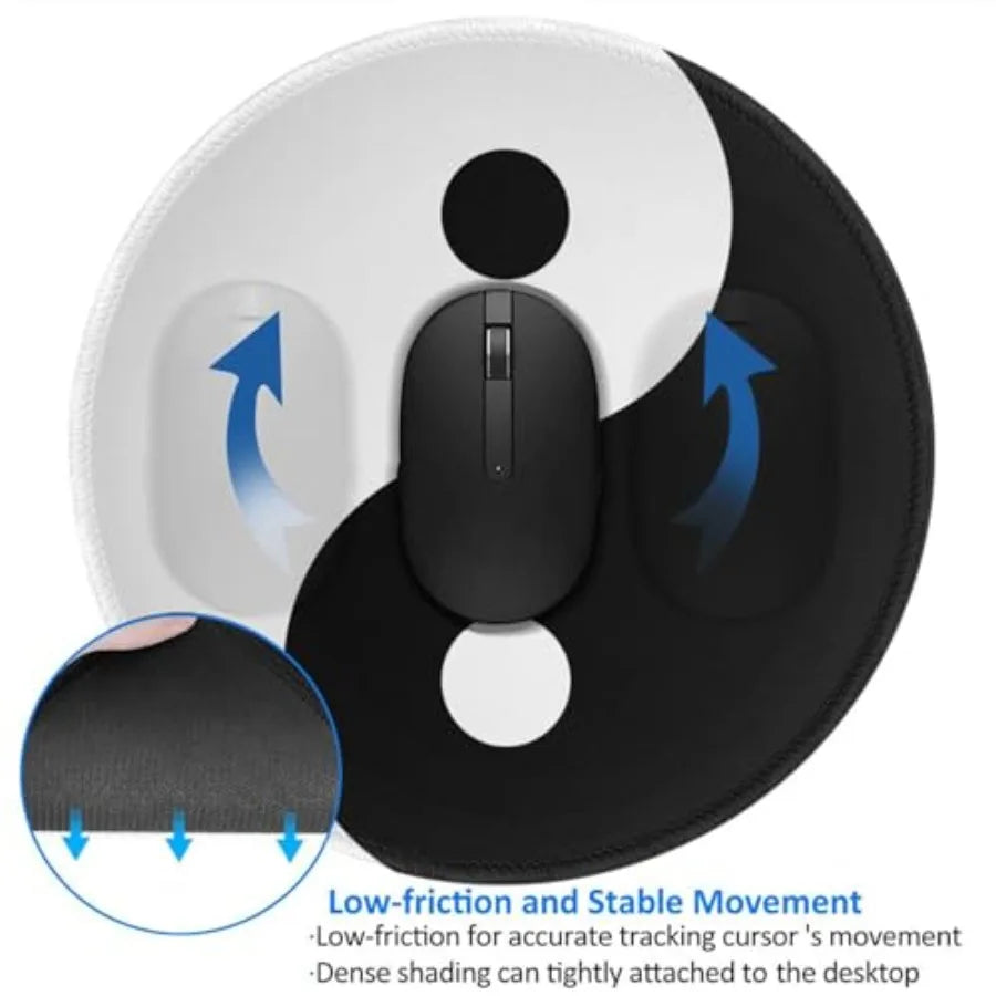 Round Yin Yang Mouse Pad, 8 Inch