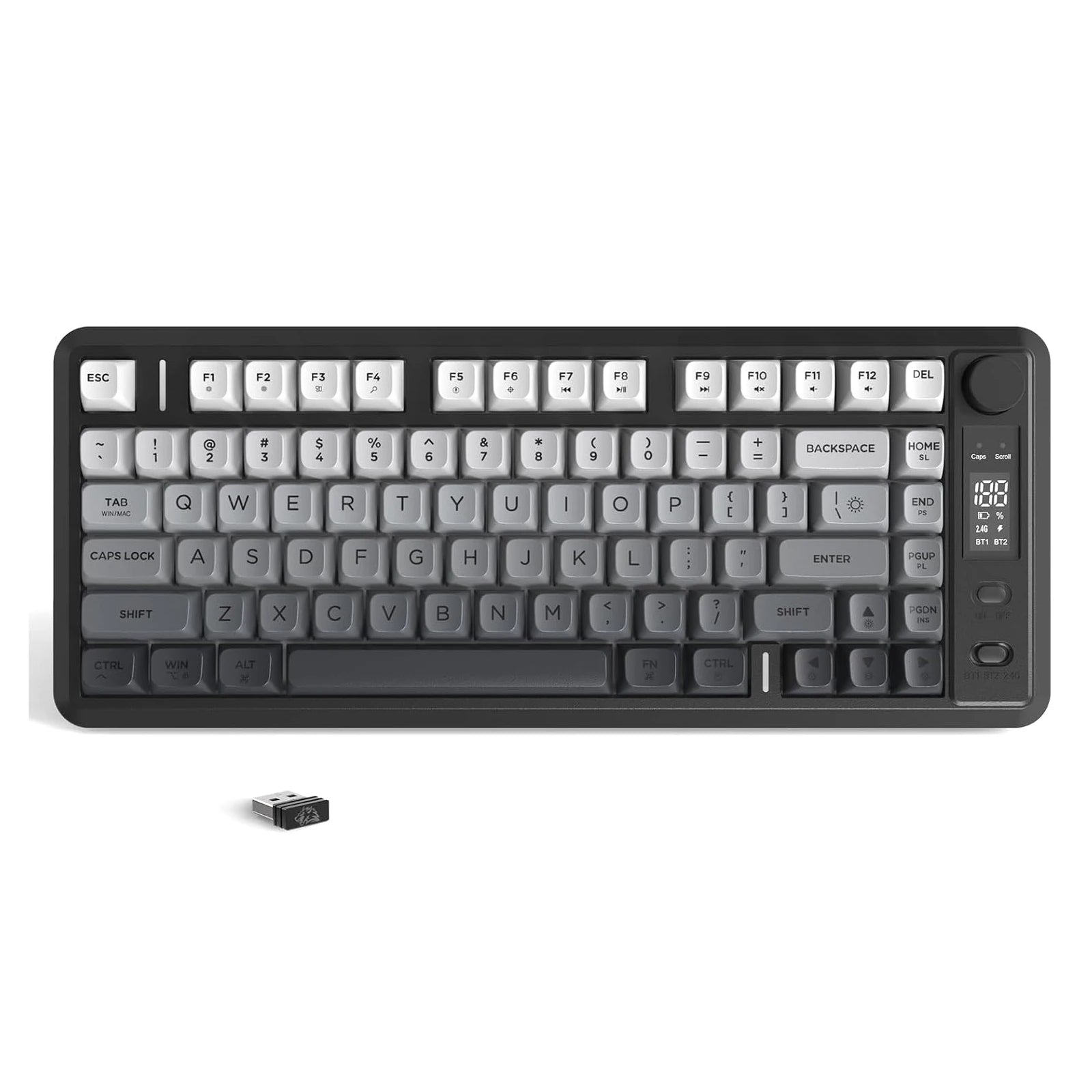 Wireless Gaming Keyboard with Knob and OLED Display