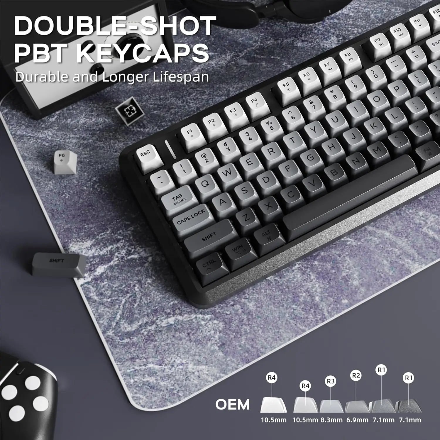 Wireless Gaming Keyboard with Knob and OLED Display
