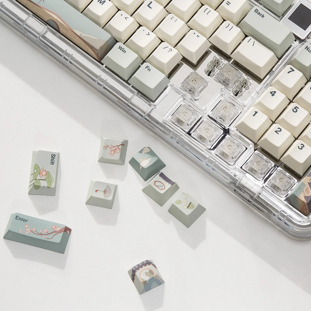 Spring Tea Keycap Set, 145 Keys with Puller