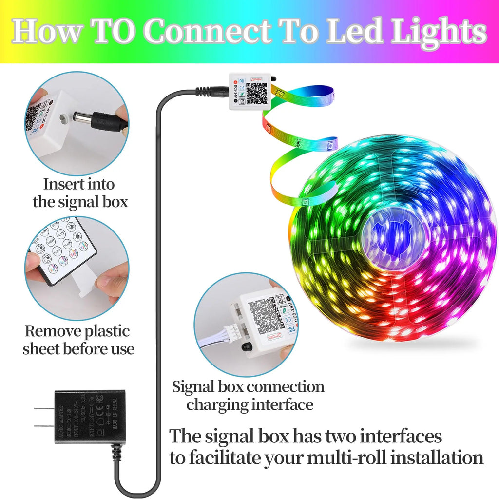 RGB LED Strip Lights with Remote and App Control