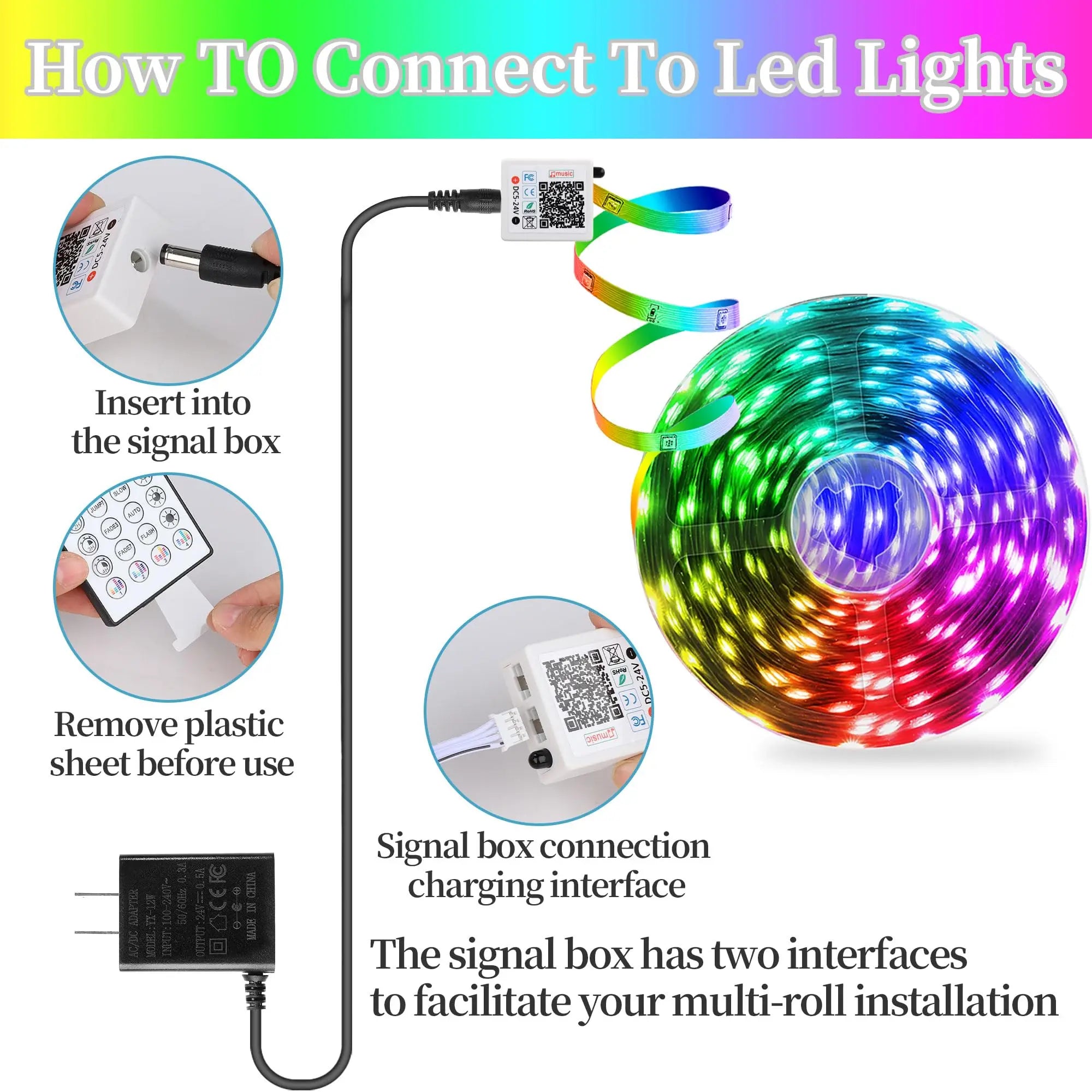 RGB LED Strip Lights with Remote and App Control