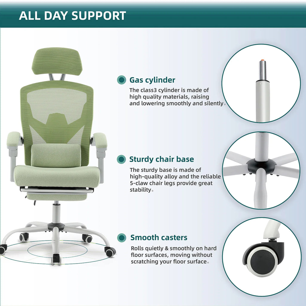 Reclining Mesh Gaming Chair with Lumbar Pillow