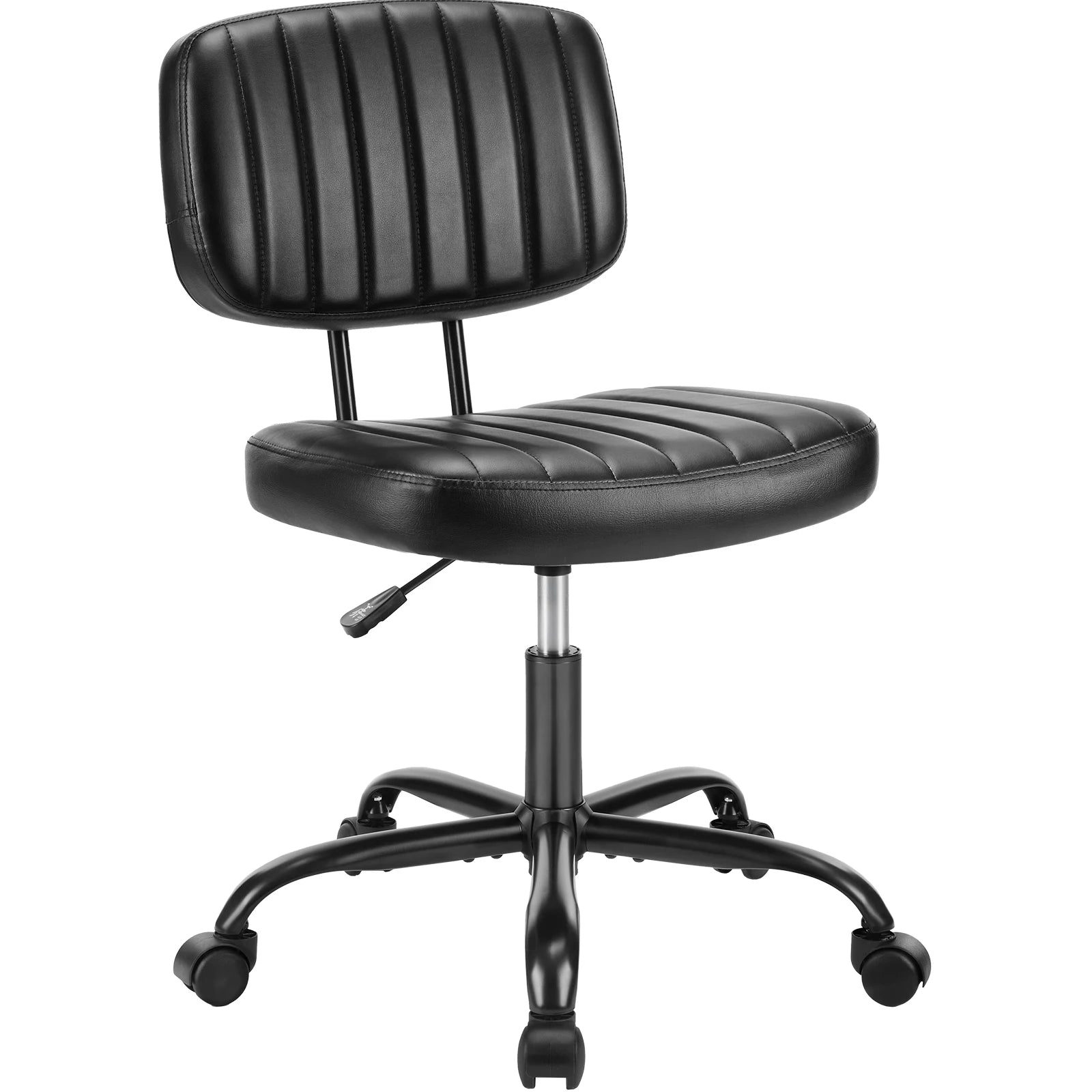 Armless Leather Office Chair with Swivel Base