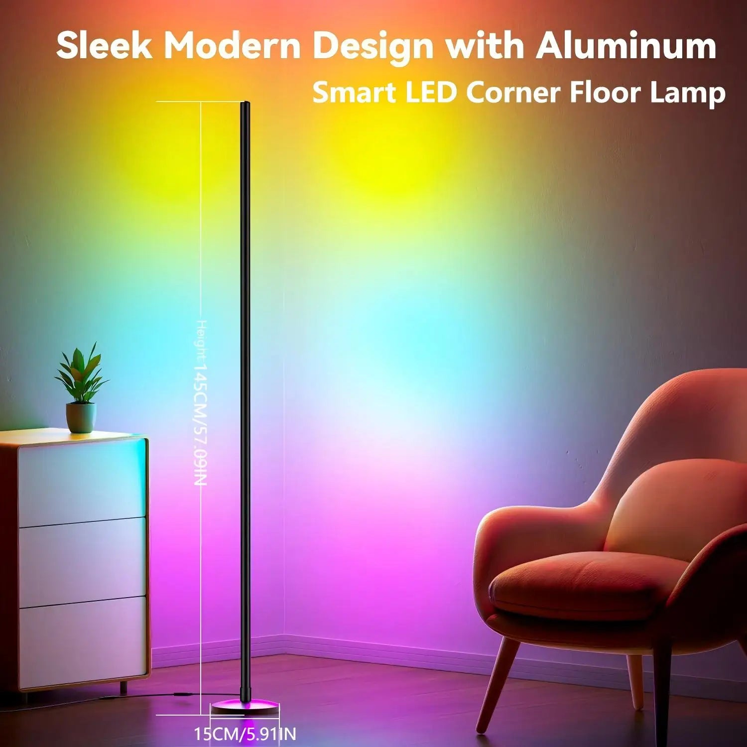 RGB Corner Floor Lamp with App and Remote