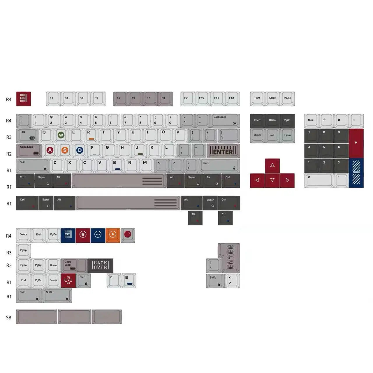 Retro Console Keycap Set, 143 Keys