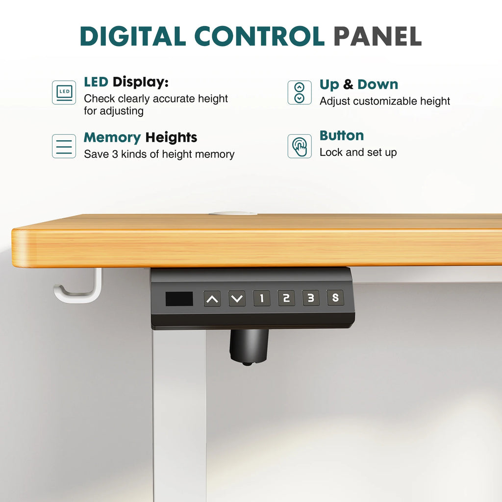 Electric Standing Desk with Wood Top, 55 x 24 Inch
