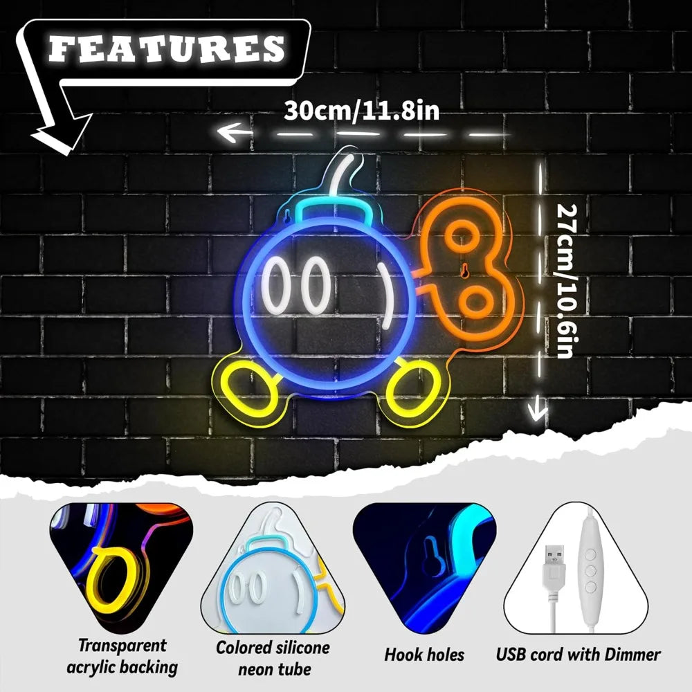 Dimmable USB Neon Sign for Game Rooms