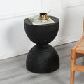 Round Mango Wood Side Table in Black