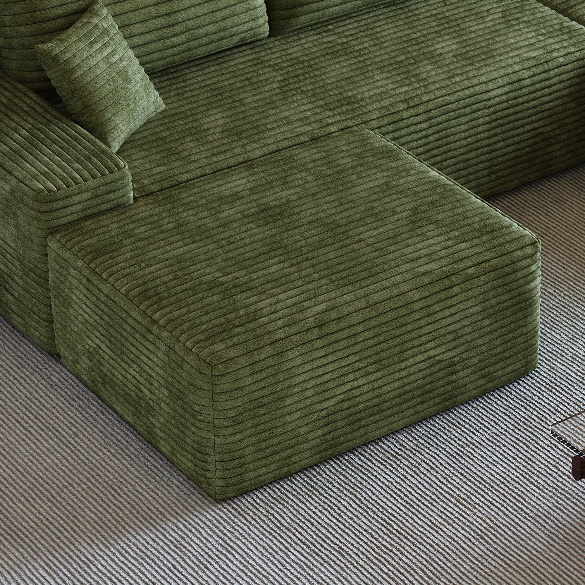 Green Upholstered Ottoman