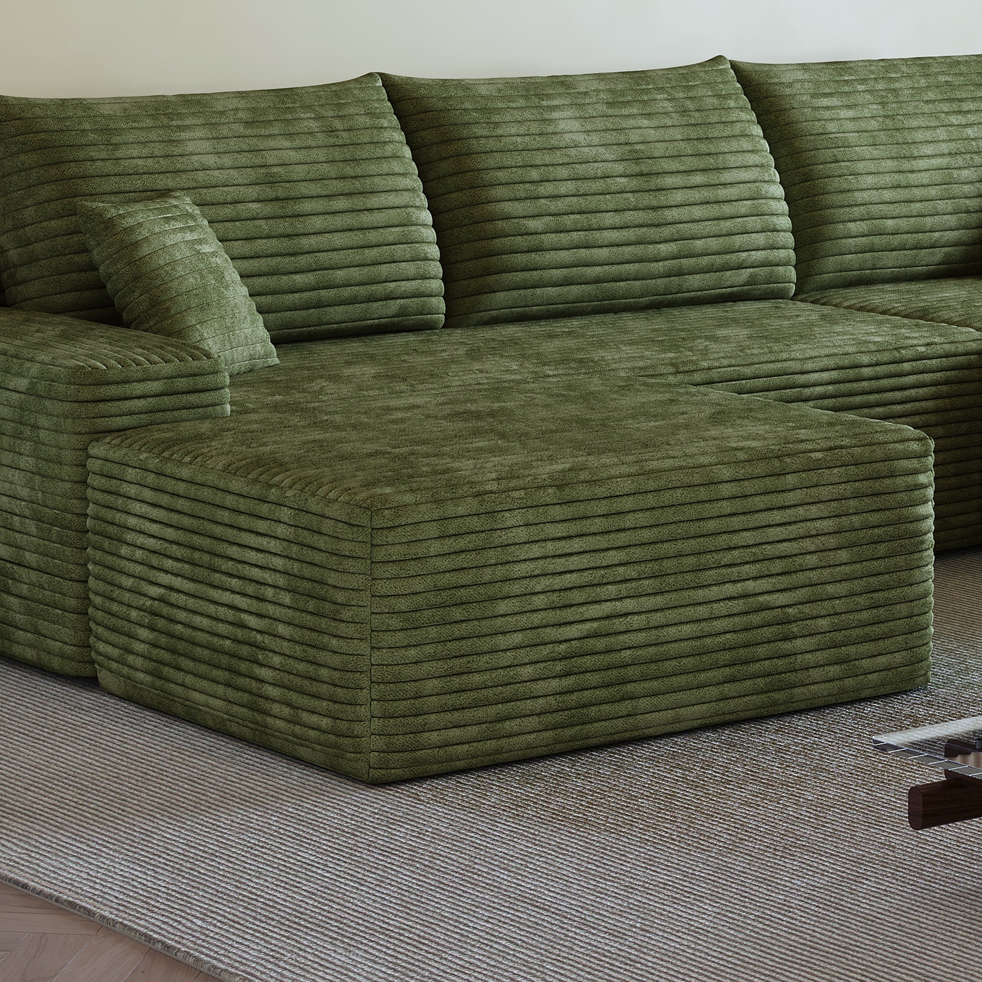 Green Upholstered Ottoman