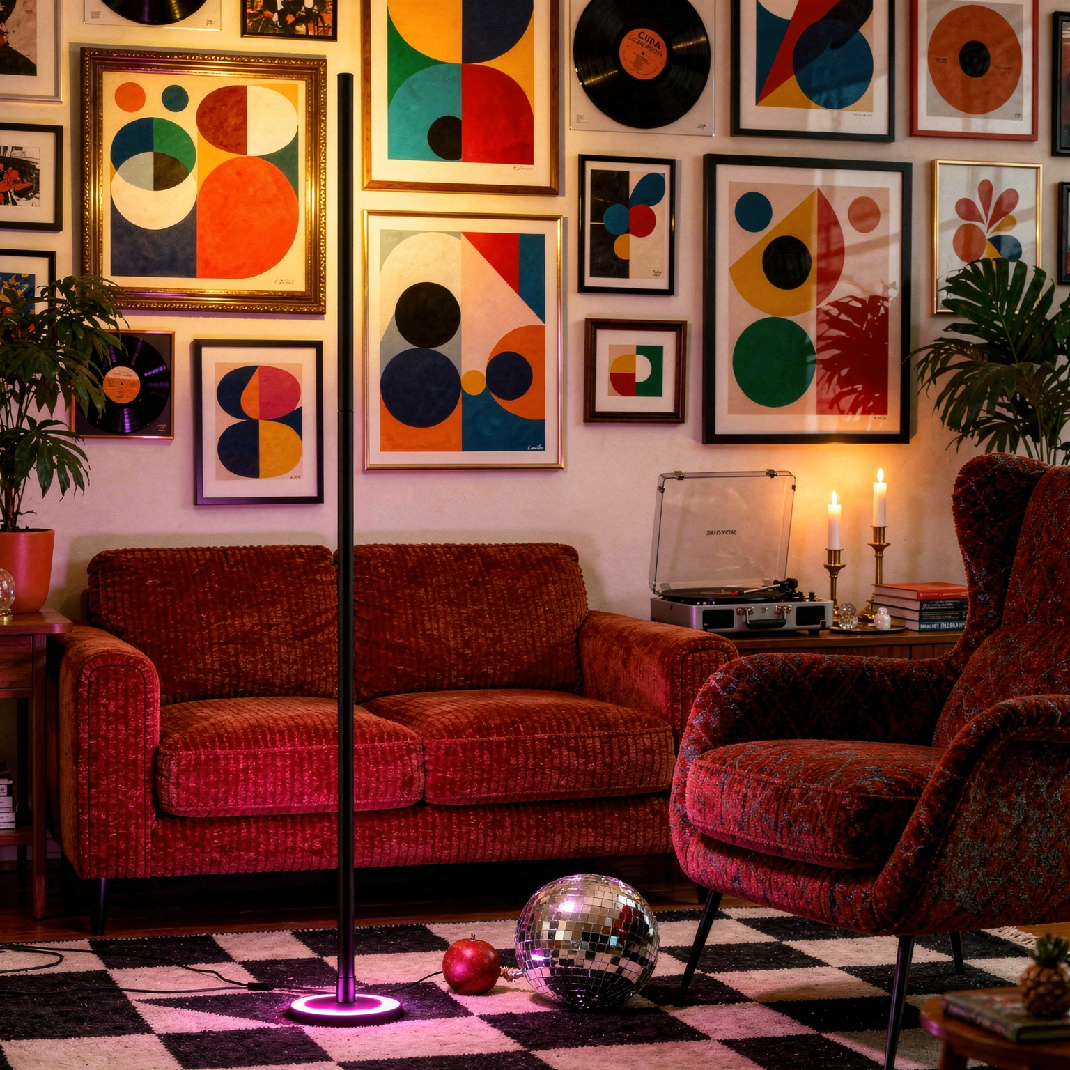 Corner RGB floor lamp straight-on vignette