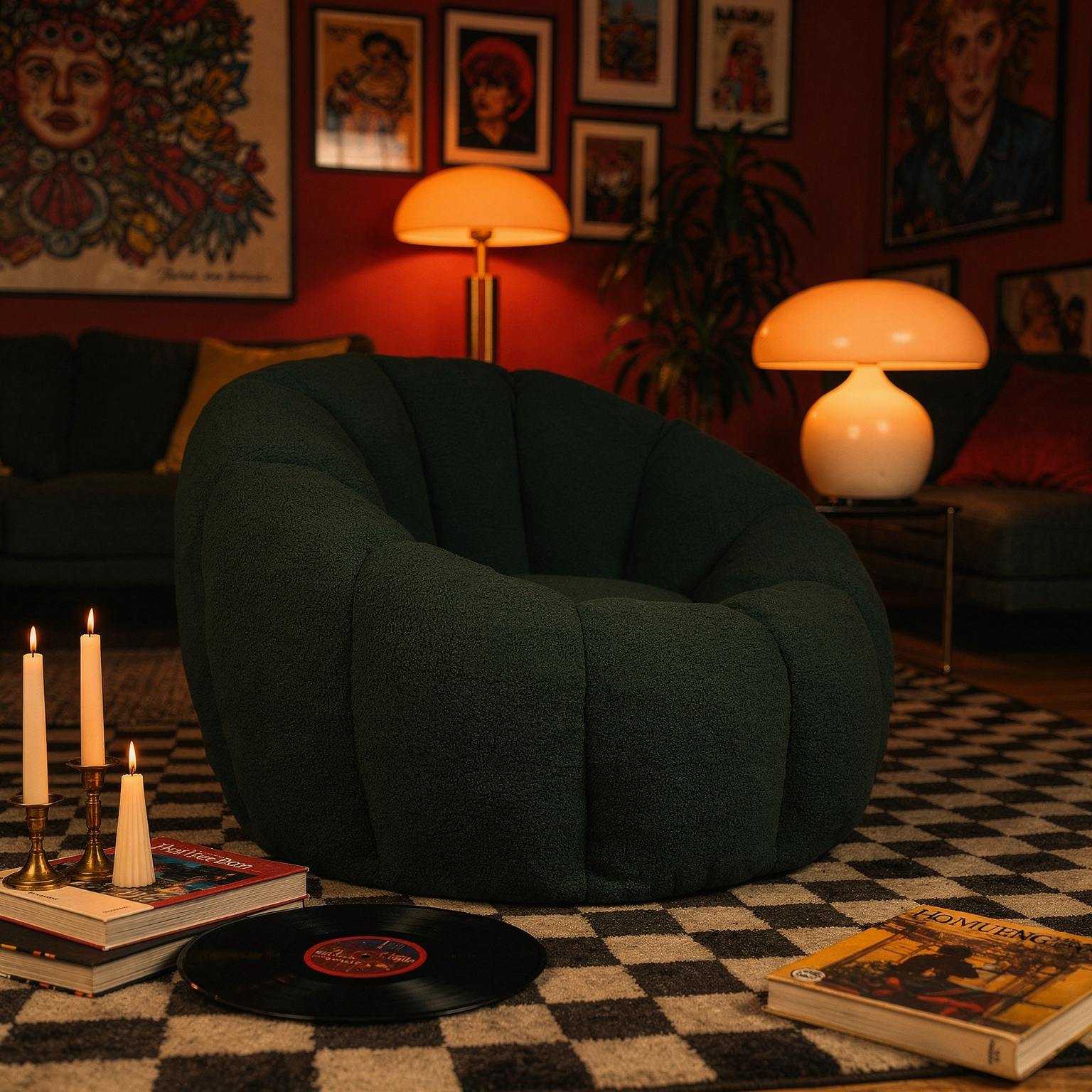 Bean bag chair with armrests texture detail
