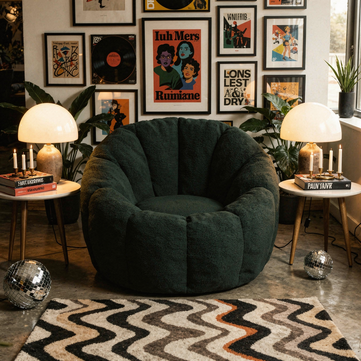 Bean bag chair with armrests straight-on vignette