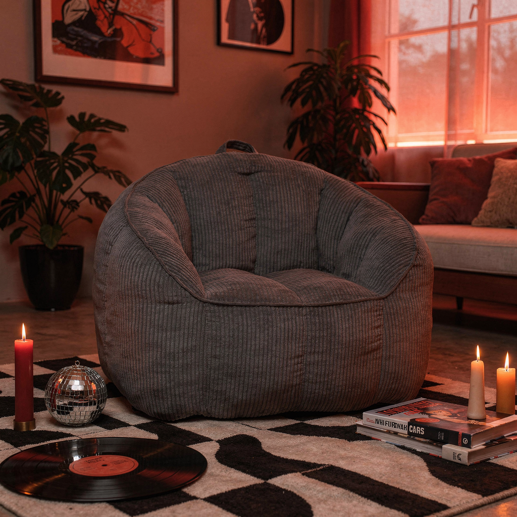 Giant corduroy bean bag chair texture detail