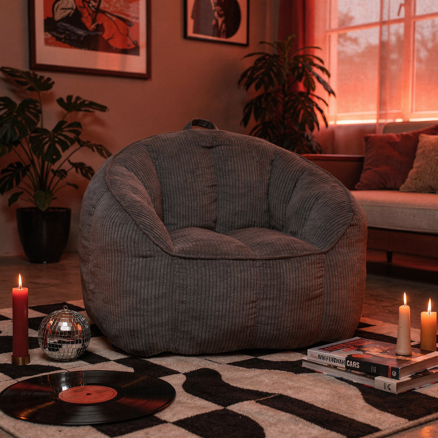 Giant corduroy bean bag chair texture detail