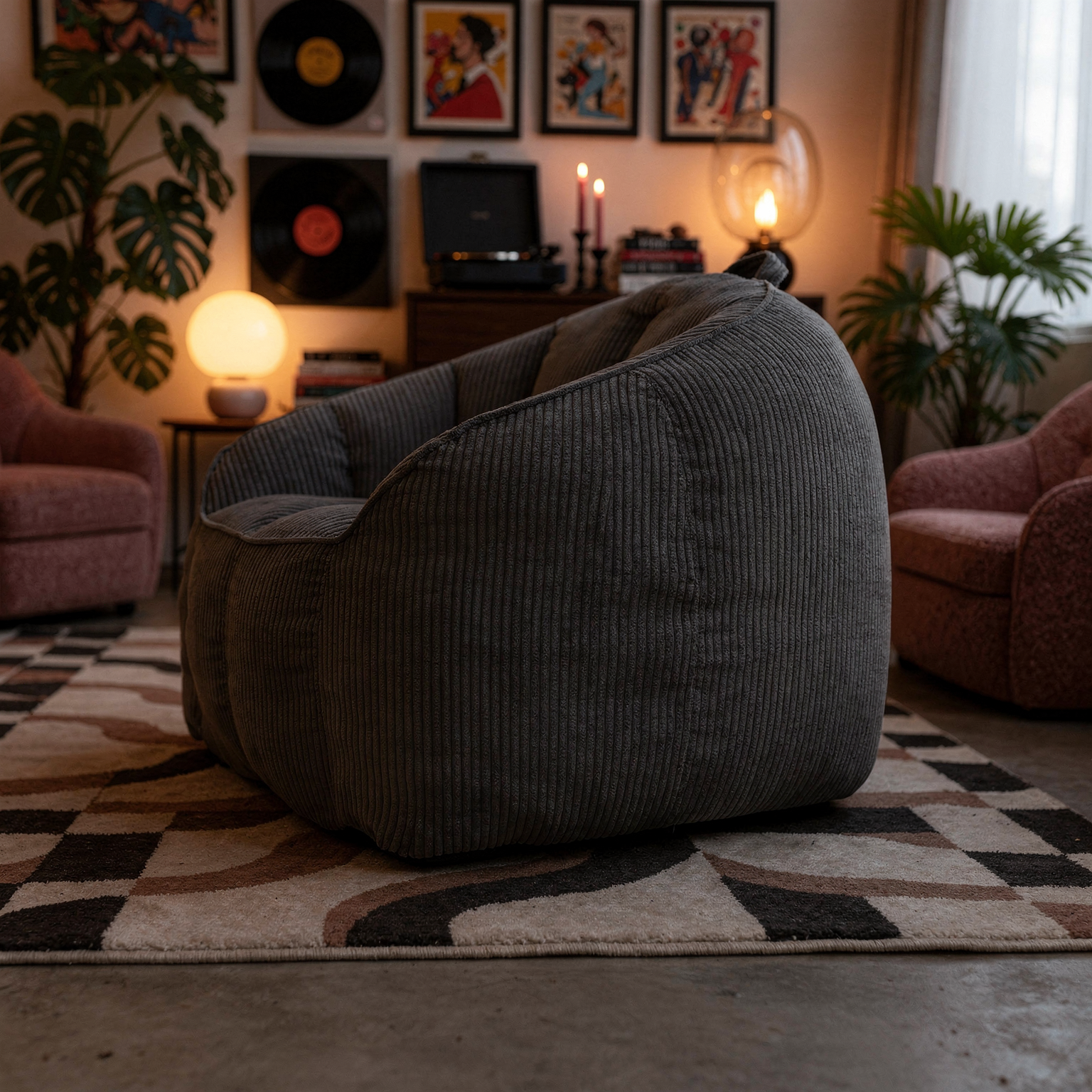 Giant corduroy bean bag chair hero angle