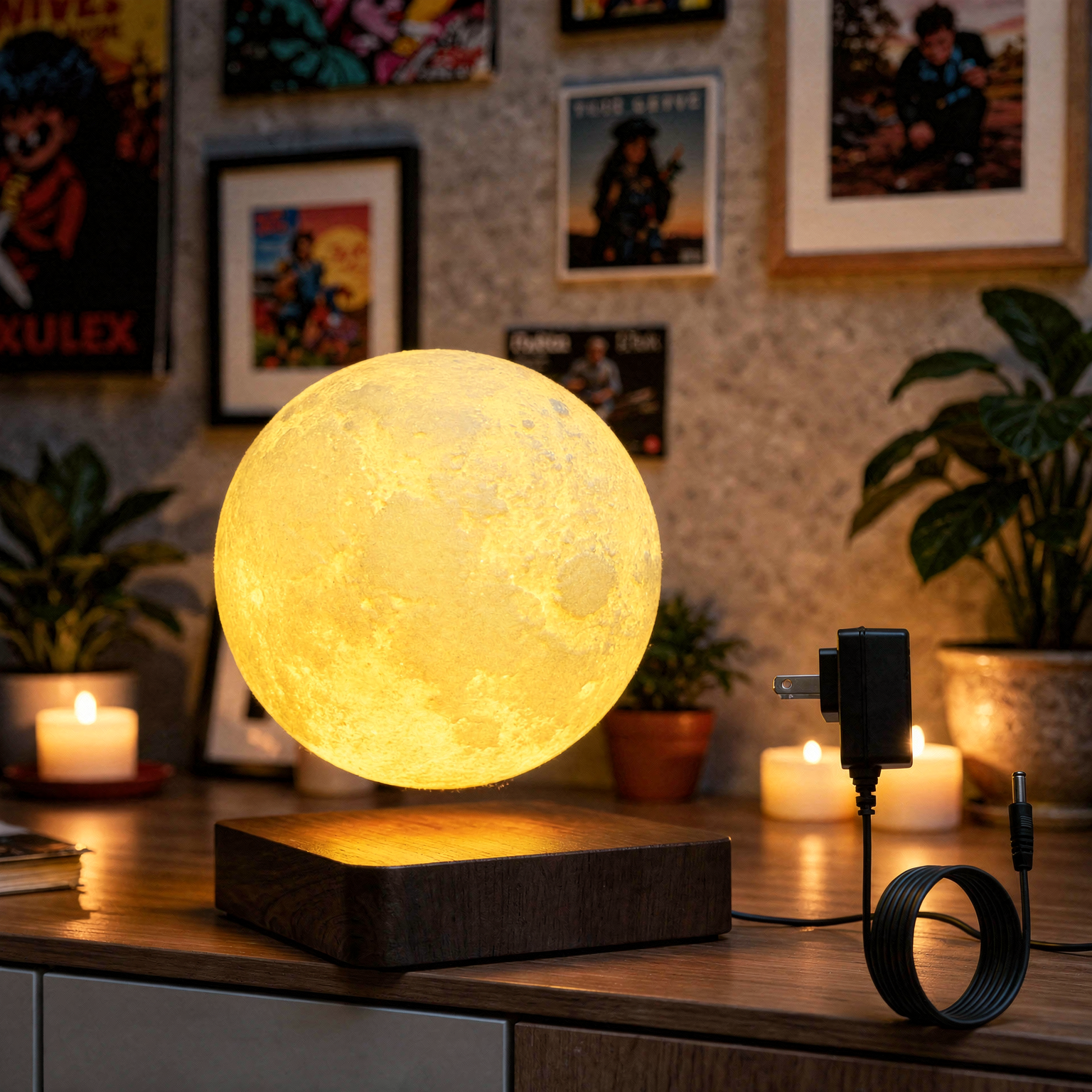 Magnetic Floating Moon Lamp hero angle