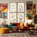 Vintage Fishing Lure Patent Chart Poster styled in a room