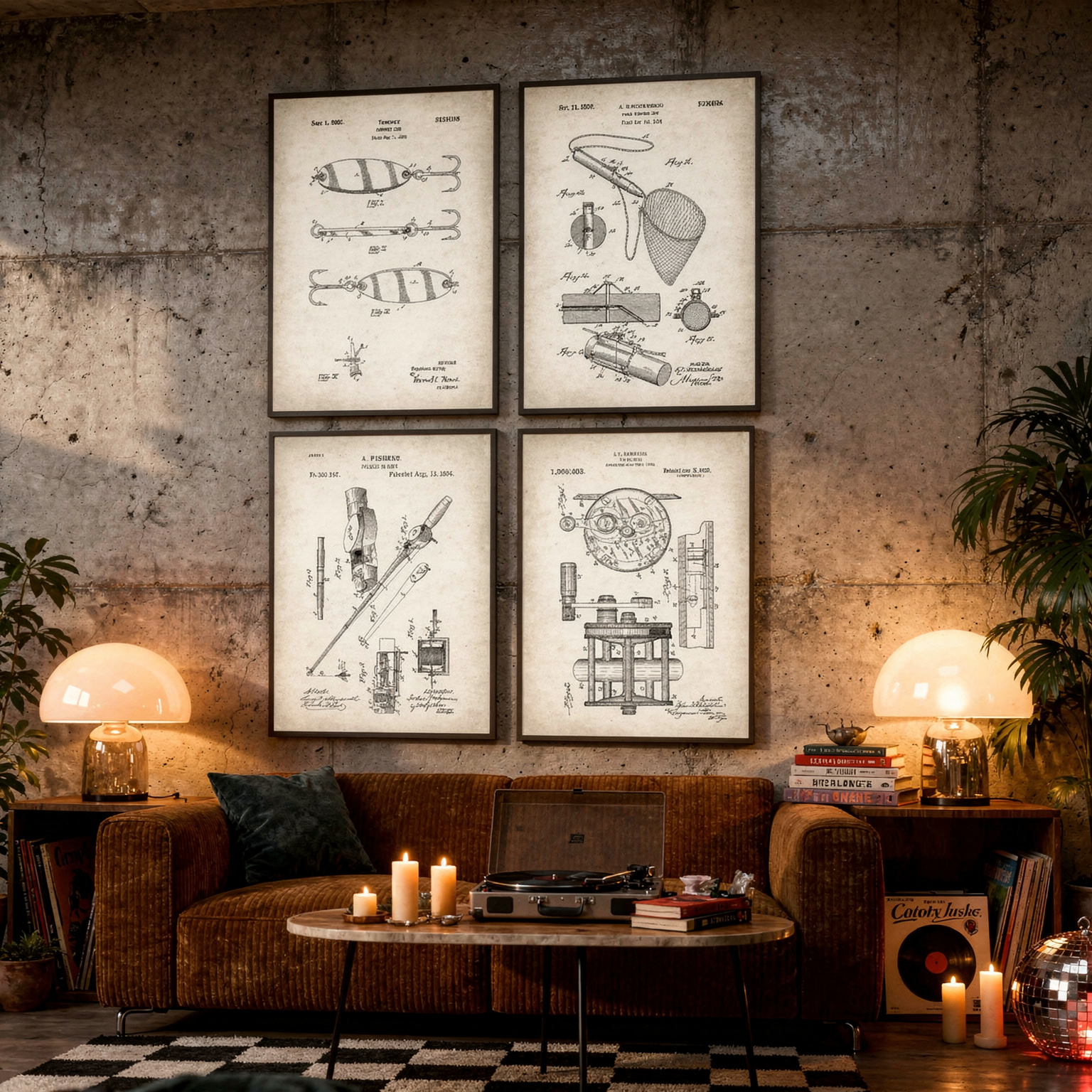 Vintage Fishing Lure Patent Chart Poster hero angle