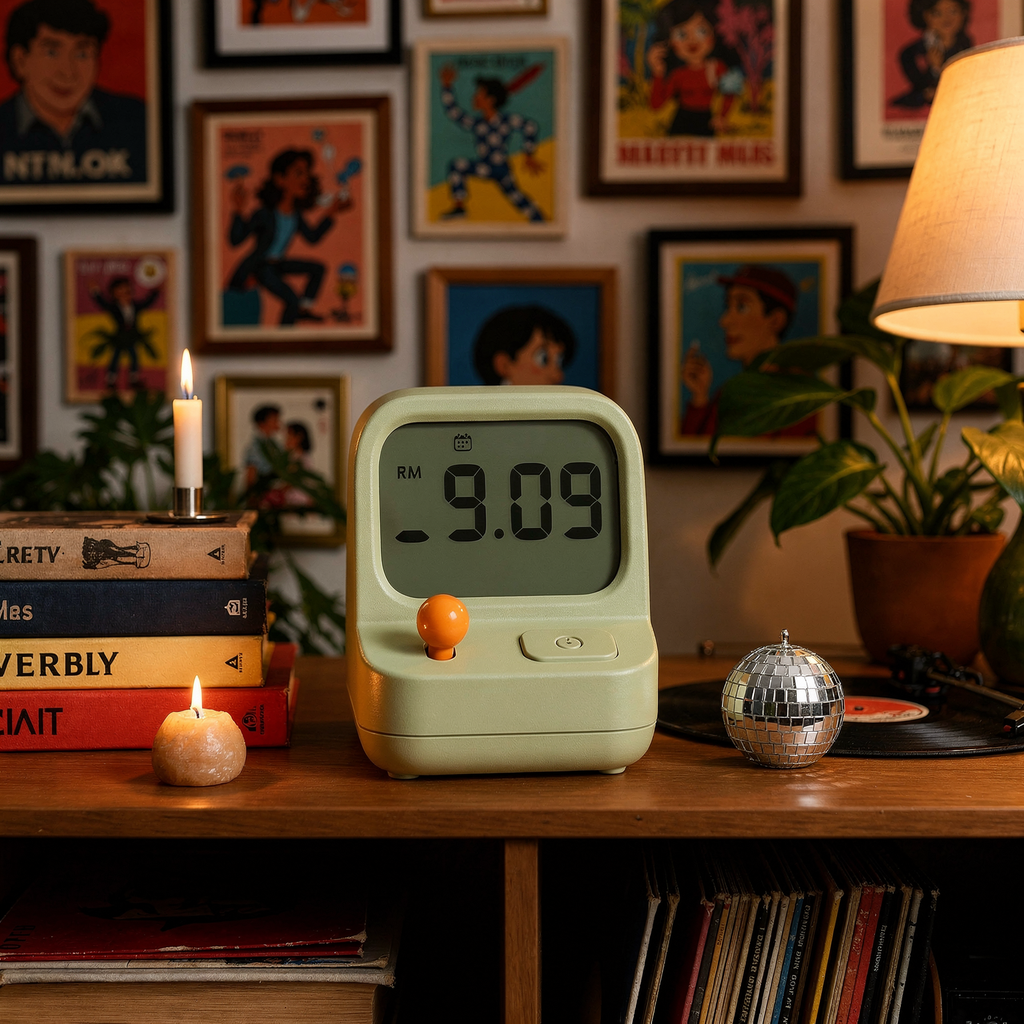 Retro Mini Handheld Game Clock Alarm eye-level vignette