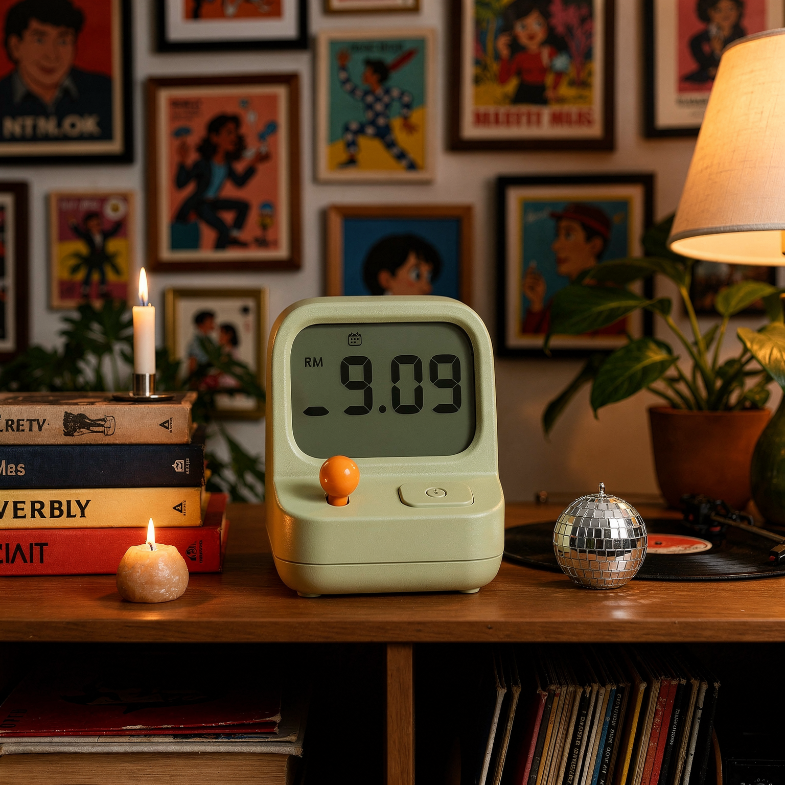 Retro Mini Handheld Game Clock Alarm eye-level vignette