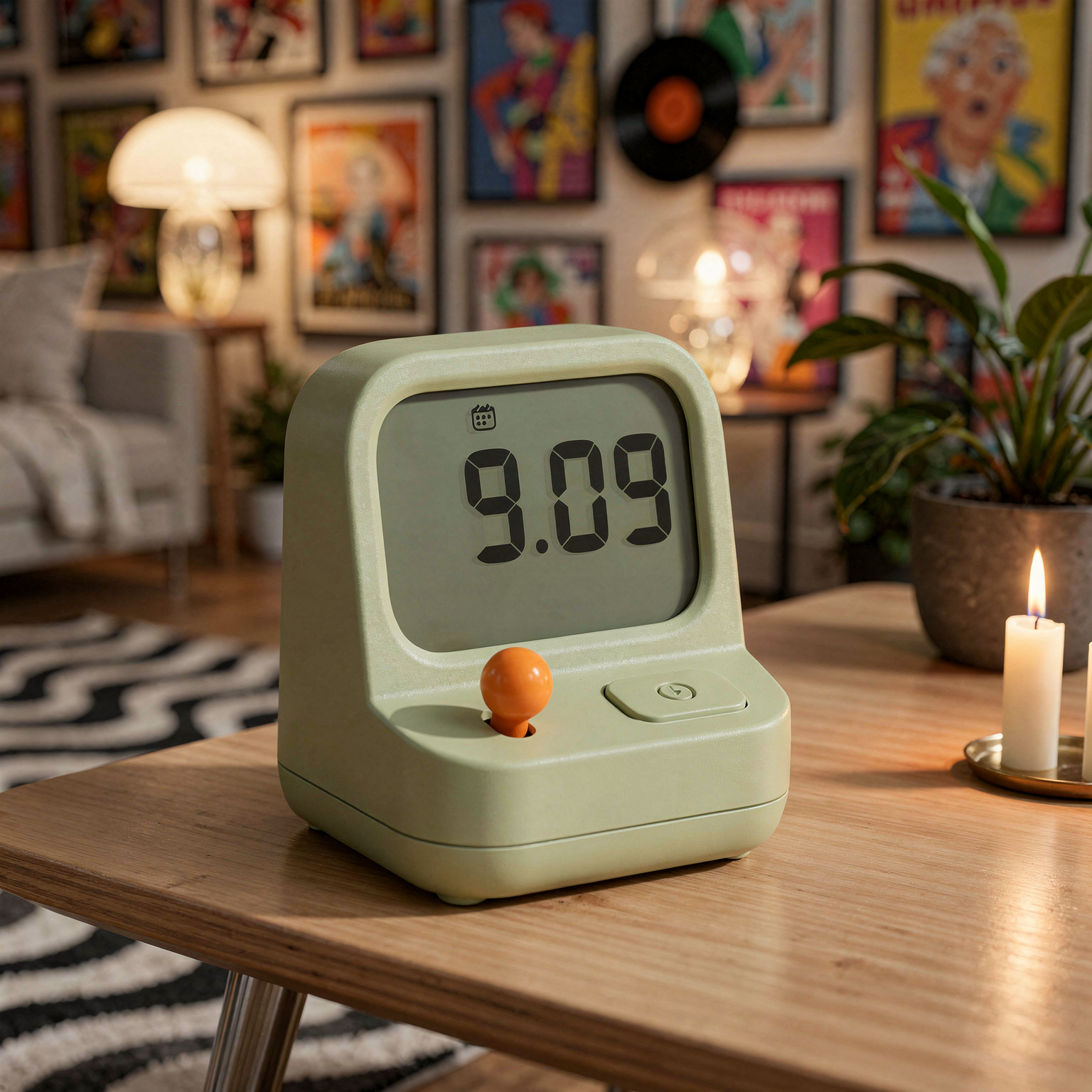 Retro Mini Handheld Game Clock Alarm hero angle