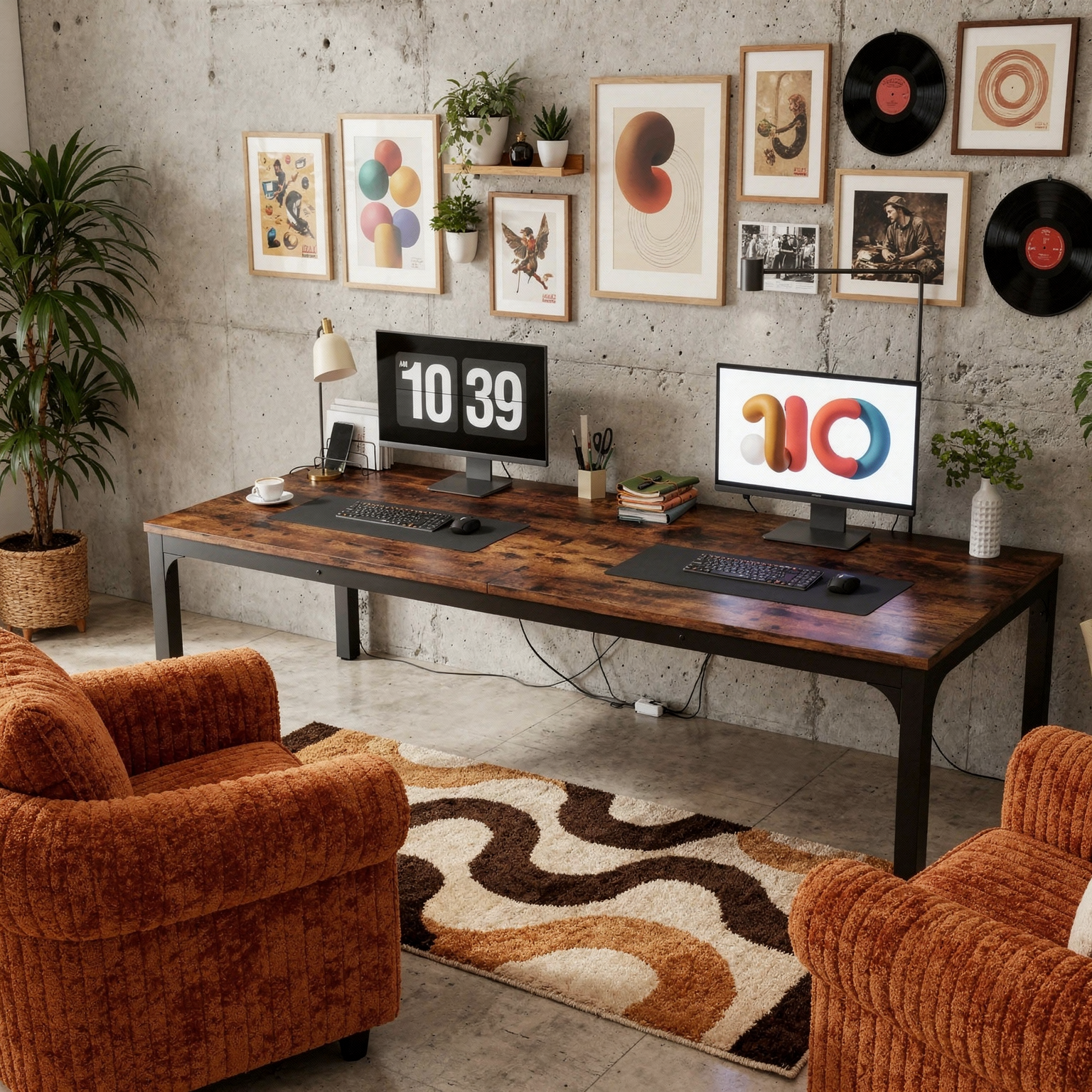 Tribesigns Extra Long 2 Person Computer Desk styled in a room