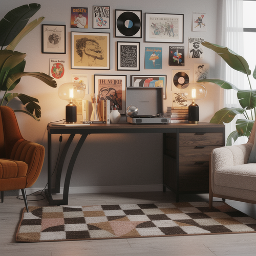 Tribesigns 59 inch computer desk with reversible drawers in a styled room