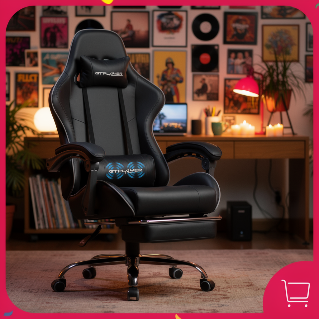 GTPLAYER gaming chair with lumbar support close-up hero shot
