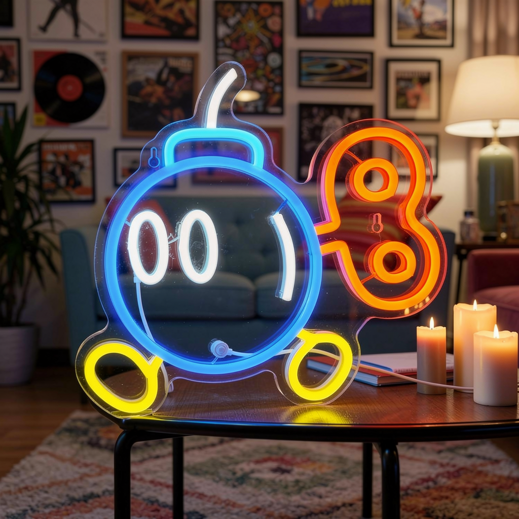 Gaming neon sign close-up hero shot