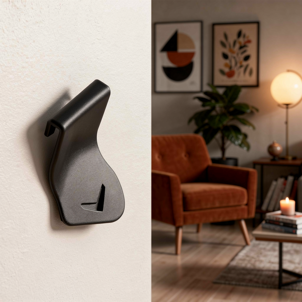 Headset controller hook holder stand close up in lamplight