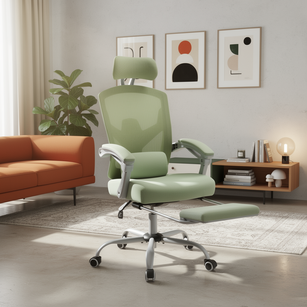JHK Ergonomic Reclining High Back Mesh Rocking Gaming Chair in a styled room